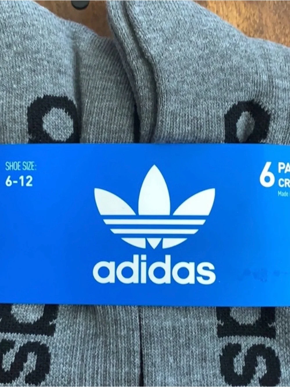 adidas Gray Crew Athletic Socks - 6 Pair Pack
